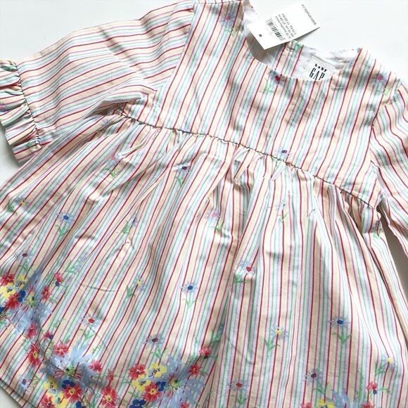 Babygap NWT pink/blue stripe floral dress 6-12m - Picture 2 of 4